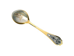 Серебряная ложка десертная Знак зодиака «Лев» с золочением
